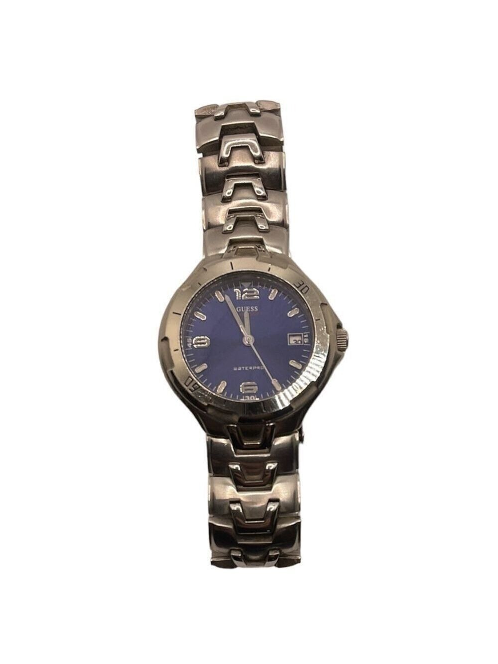 Guess Waterpro Watch Silver Tone Unisex Date Round 100M
